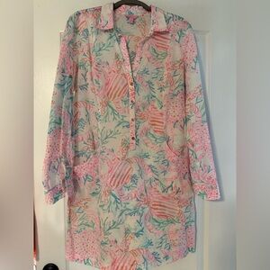Lilly Pulitzer Pink and Blue Sea Life Dress/Coverup